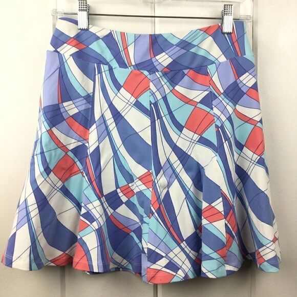 J. McLaughlin Tennis Skirt Pop Art Style Turquoise Coral, Size XS - Picture 5 of 9